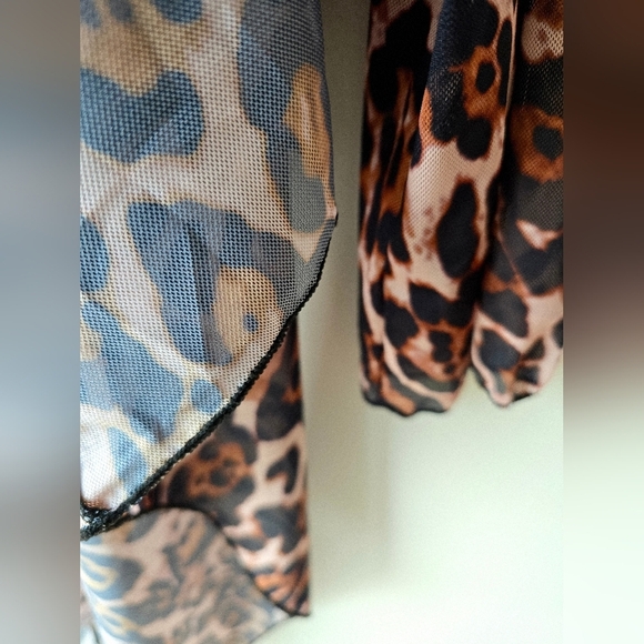 Urban Luxe Resort Animal Leopard Print Women's Robe Cover Up Long Sleeve Swim XL - Picture 3 of 7